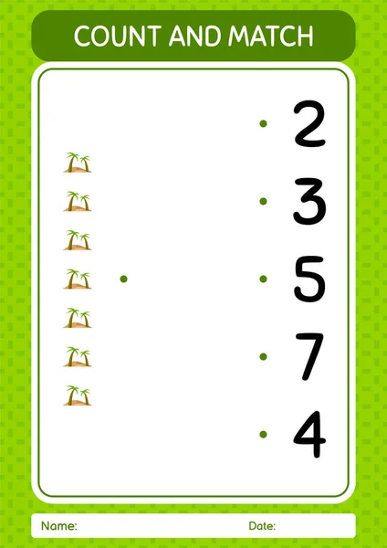 计算并匹配绿洲游戏 学前儿童工作坊 儿童活动单张 — 图库矢量图片