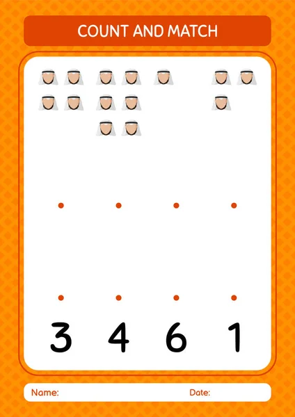Compter Match Match Avec Arabian Feuille Travail Pour Enfants Âge — Image vectorielle