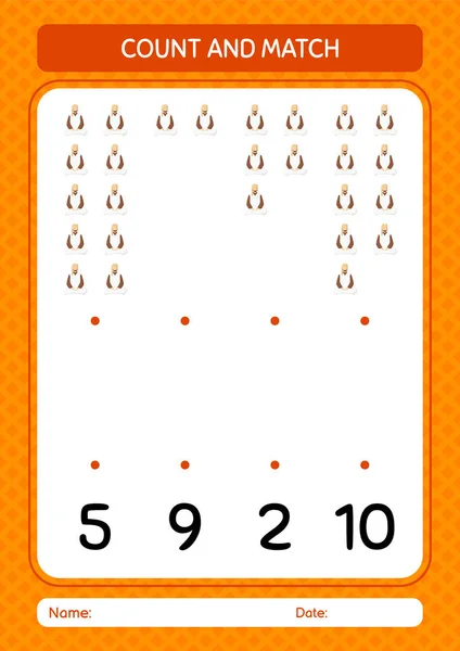 アラビア語でゲームをカウントし 一致させます 就学前の子供のためのワークシート子供の活動シート — ストックベクタ