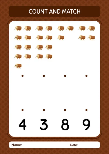 Compter Match Jeu Avec Bedug Tambour Feuille Travail Pour Enfants — Image vectorielle