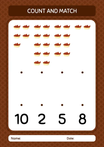 Compter Match Jeu Avec Bol Dates Feuille Travail Pour Enfants — Image vectorielle