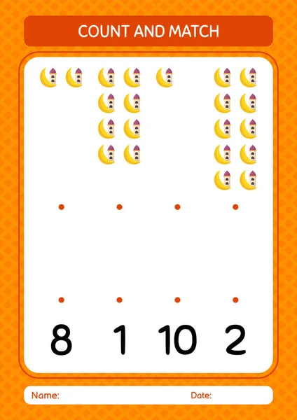 Count Match Game Mosque Worksheet Preschool Kids Kids Activity Sheet — Stock Vector