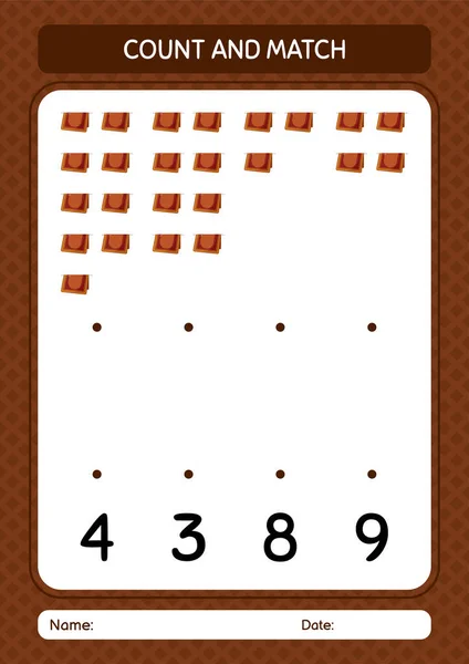 Räkna Och Matcha Spel Med Bön Matta Kalkylblad För Förskolebarn — Stock vektor