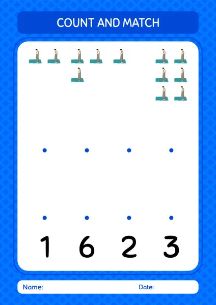 Compter Faire Correspondre Jeu Avec Prière Feuille Travail Pour Enfants — Image vectorielle