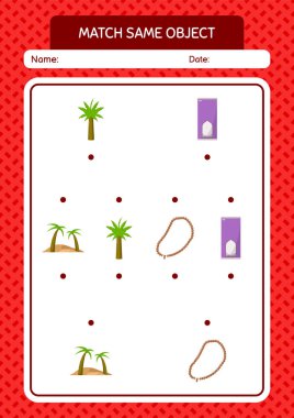 Aynı nesne oyunu ramazan simgesi ile eşleştir. Anaokulu öğrencilerinin çalışma listesi, çocukların faaliyet listesi.