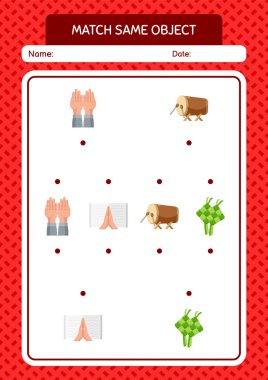 Aynı nesne oyunu ramazan simgesi ile eşleştir. Anaokulu öğrencilerinin çalışma listesi, çocukların faaliyet listesi.