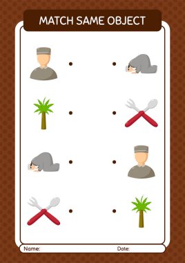 Aynı nesne oyunu ramazan simgesi ile eşleştir. Anaokulu öğrencilerinin çalışma listesi, çocukların faaliyet listesi.