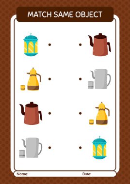 Aynı nesne oyunu ramazan simgesi ile eşleştir. Anaokulu öğrencilerinin çalışma listesi, çocukların faaliyet listesi.