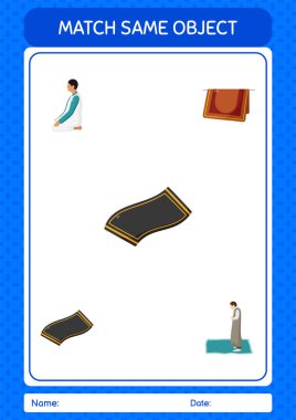 Aynı nesne oyunu ramazan simgesi ile eşleştir. Anaokulu öğrencilerinin çalışma listesi, çocukların faaliyet listesi.