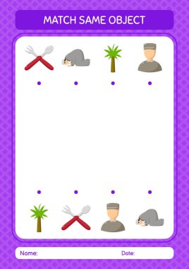 Aynı nesne oyunu ramazan simgesi ile eşleştir. Anaokulu öğrencilerinin çalışma listesi, çocukların faaliyet listesi.