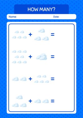 Bulutlu kaç tane sayma oyunu. Anaokulu öğrencilerinin çalışma listesi, çocukların faaliyet listesi.