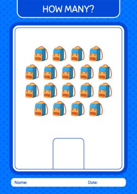 Sırt çantalı kaç tane sayma oyunu var? Anaokulu öğrencilerinin çalışma listesi, çocukların faaliyet listesi.