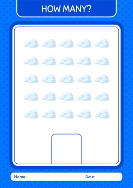 Bulutlu kaç tane sayma oyunu. Anaokulu öğrencilerinin çalışma listesi, çocukların faaliyet listesi.