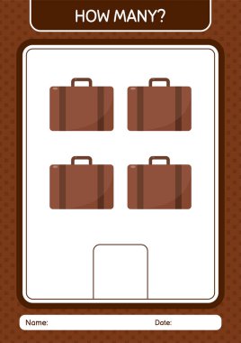 Bavulla kaç tane sayma oyunu. Anaokulu öğrencilerinin çalışma listesi, çocukların faaliyet listesi.