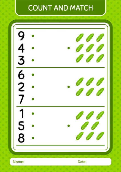 Count Match Game Banana Leaf Worksheet Preschool Kids Kids Activity — Vettoriale Stock