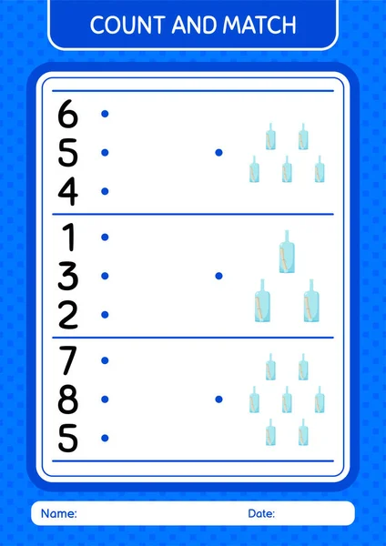 Count Match Game Message Bottle Worksheet Preschool Kids Kids Activity — Stock Vector