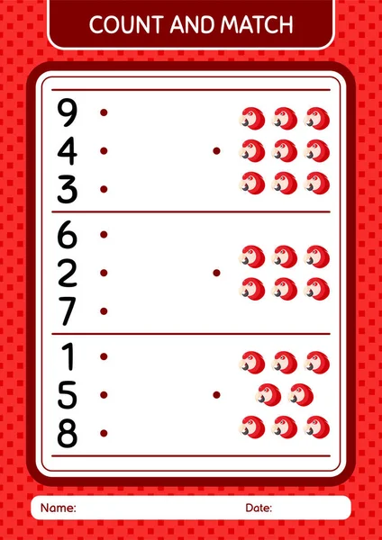Count Match Game Parrot Worksheet Preschool Kids Kids Activity Sheet — Stockvektor
