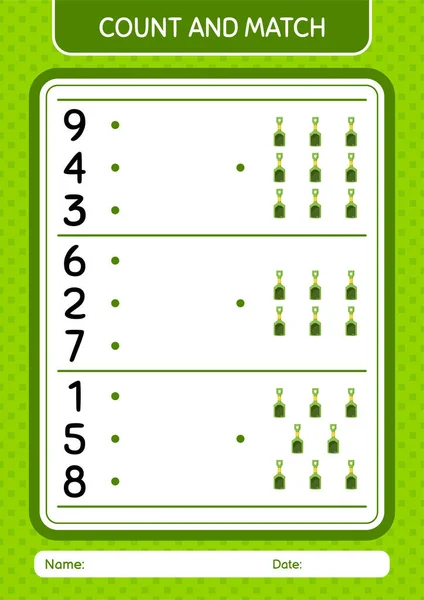 Count Match Game Sand Shovel Worksheet Preschool Kids Kids Activity — Stockový vektor