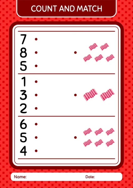 Count Match Game Towel Worksheet Preschool Kids Kids Activity Sheet — Stock Vector