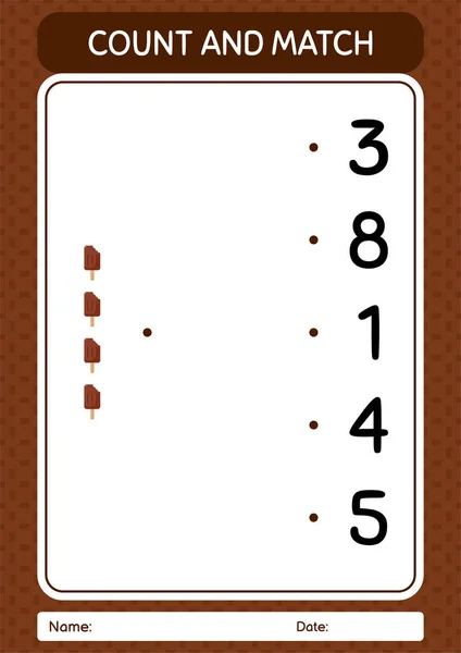 Count Match Game Ice Cream Worksheet Preschool Kids Kids Activity — Stock Vector
