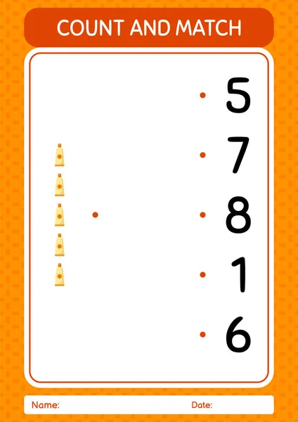 Count Match Game Sunblock Worksheet Preschool Kids Kids Activity Sheet — 스톡 벡터