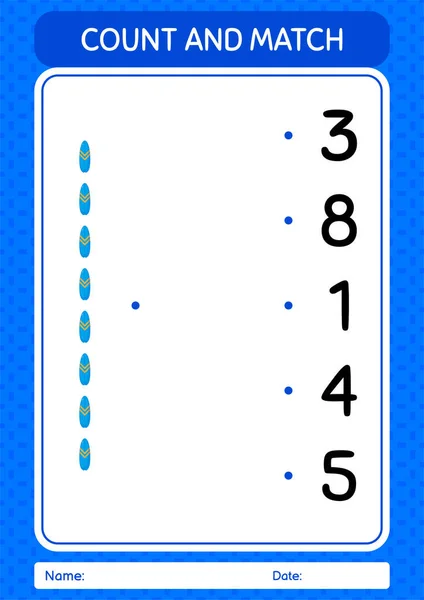 Tel Match Spel Met Surfplank Werkblad Voor Kleuters Activiteitenblad Voor — Stockvector