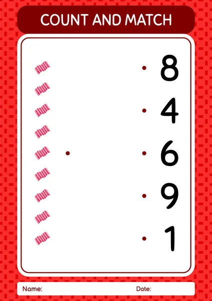 Count Match Game Towel Worksheet Preschool Kids Kids Activity Sheet — Stock Vector