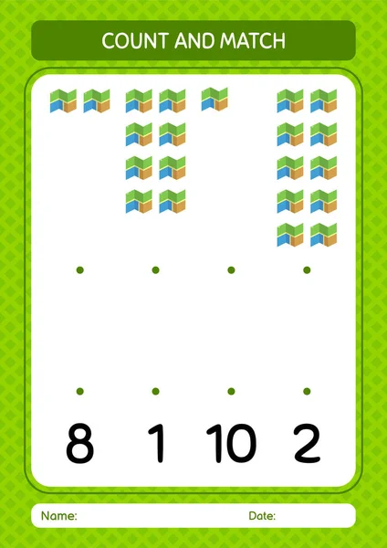 Count Match Game Map Worksheet Preschool Kids Kids Activity Sheet — Stockvector