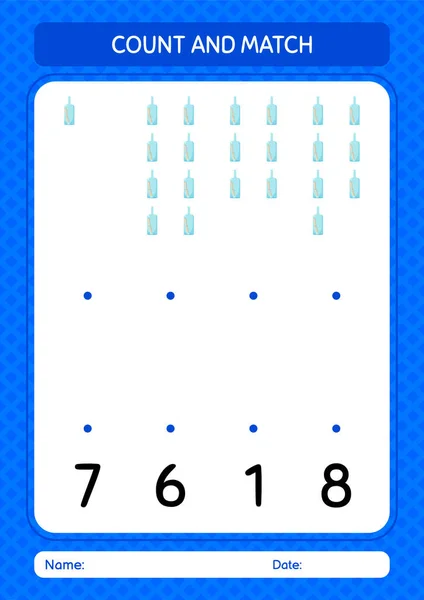 Count Match Game Message Bottle Worksheet Preschool Kids Kids Activity — Image vectorielle