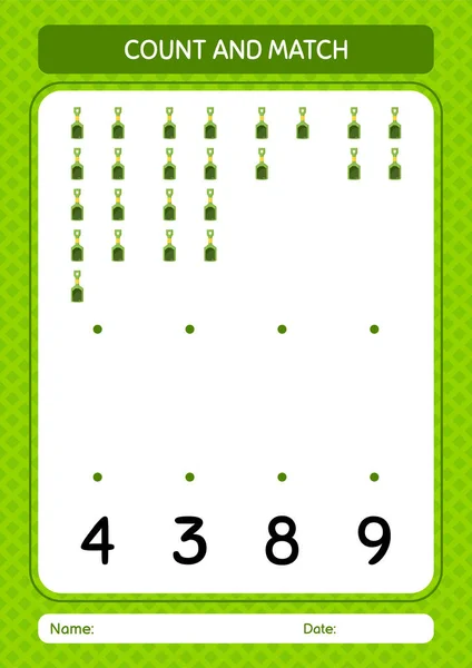 Count Match Game Sand Shovel Worksheet Preschool Kids Kids Activity — стоковый вектор