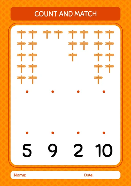 Count Match Game Sign Board Worksheet Preschool Kids Kids Activity — 스톡 벡터