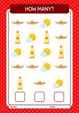 Yaz ikonu ile kaç tane sayma oyunu. Anaokulu öğrencilerinin çalışma listesi, çocukların faaliyet listesi.