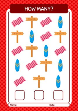 Yaz ikonu ile kaç tane sayma oyunu. Anaokulu öğrencilerinin çalışma listesi, çocukların faaliyet listesi.