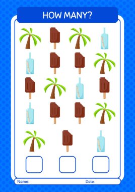 Yaz ikonu ile kaç tane sayma oyunu. Anaokulu öğrencilerinin çalışma listesi, çocukların faaliyet listesi.