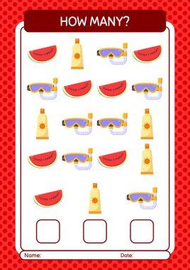 Yaz ikonu ile kaç tane sayma oyunu. Anaokulu öğrencilerinin çalışma listesi, çocukların faaliyet listesi.