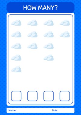 Bulutlu kaç tane sayma oyunu. Anaokulu öğrencilerinin çalışma listesi, çocukların faaliyet listesi.