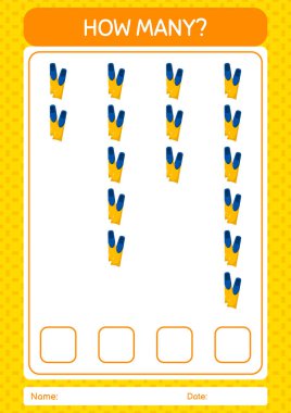 How many counting game with swimming fins. worksheet for preschool kids, kids activity sheet