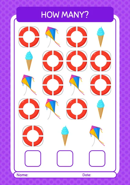 Yaz ikonu ile kaç tane sayma oyunu. Anaokulu öğrencilerinin çalışma listesi, çocukların faaliyet listesi.