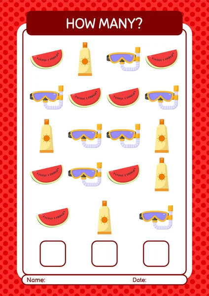 Yaz ikonu ile kaç tane sayma oyunu. Anaokulu öğrencilerinin çalışma listesi, çocukların faaliyet listesi.