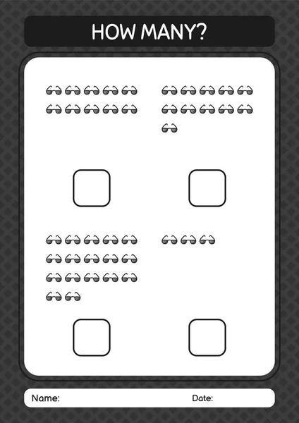 How Many Counting Game Sunglasses Worksheet Preschool Kids Kids Activity — Stok Vektör