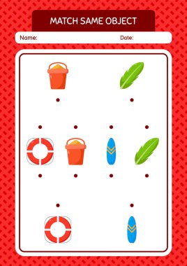 Aynı nesne oyunu yaz ikonu ile eşleştir. Anaokulu öğrencilerinin çalışma listesi, çocukların faaliyet listesi.