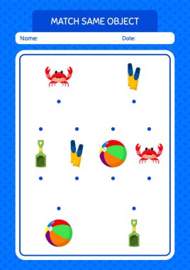 Aynı nesne oyunu yaz ikonu ile eşleştir. Anaokulu öğrencilerinin çalışma listesi, çocukların faaliyet listesi.