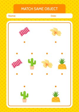 Aynı nesne oyunu yaz ikonu ile eşleştir. Anaokulu öğrencilerinin çalışma listesi, çocukların faaliyet listesi.