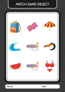 Aynı nesne oyunu yaz ikonu ile eşleştir. Anaokulu öğrencilerinin çalışma listesi, çocukların faaliyet listesi.