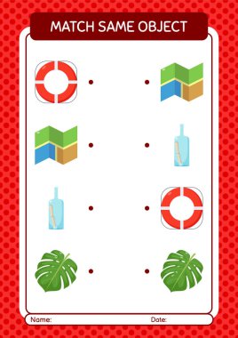 Aynı nesne oyunu yaz ikonu ile eşleştir. Anaokulu öğrencilerinin çalışma listesi, çocukların faaliyet listesi.