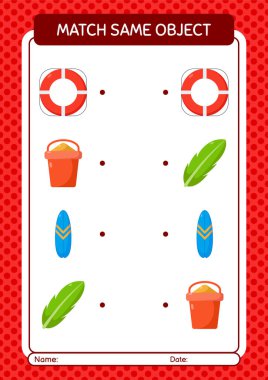 Aynı nesne oyunu yaz ikonu ile eşleştir. Anaokulu öğrencilerinin çalışma listesi, çocukların faaliyet listesi.