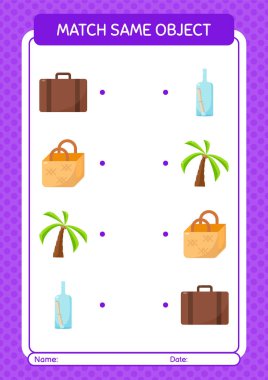 Aynı nesne oyunu yaz ikonu ile eşleştir. Anaokulu öğrencilerinin çalışma listesi, çocukların faaliyet listesi.