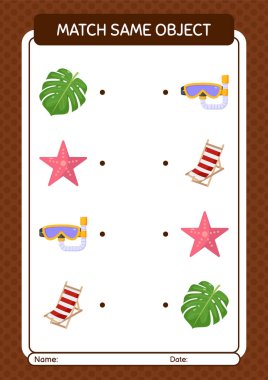 Aynı nesne oyunu yaz ikonu ile eşleştir. Anaokulu öğrencilerinin çalışma listesi, çocukların faaliyet listesi.
