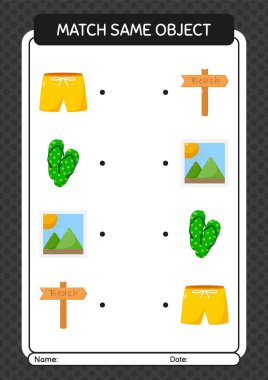 Aynı nesne oyunu yaz ikonu ile eşleştir. Anaokulu öğrencilerinin çalışma listesi, çocukların faaliyet listesi.