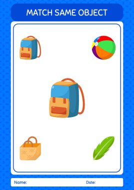 Aynı nesne oyunu yaz ikonu ile eşleştir. Anaokulu öğrencilerinin çalışma listesi, çocukların faaliyet listesi.